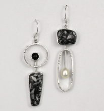 Pinolith and Pearl Earrings by Brenda Roy at The Avenue Gallery, a contemporary fine art gallery in Victoria BC, Canada