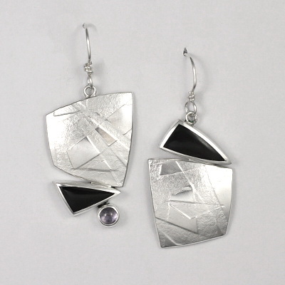 Silver and Black Jade Earrings by Brenda Roy at The Avenue Gallery, a contemporary fine art gallery in Victoria BC, Canada