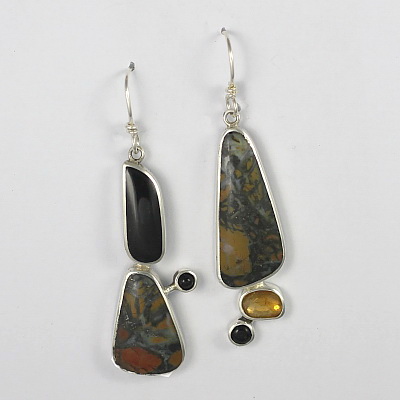 Jasper, Black Jade, Tourmaline Earrings by Brenda Roy at The Avenue Gallery, a contemporary fine art gallery in Victoria BC, Canada
