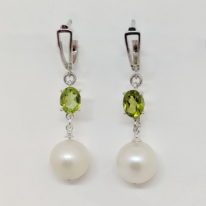 Freshwater Pearl & Peridot Earrings by Val Nunns at The Avenue Gallery, a contemporary fine art gallery in Victoria, BC, Canada.