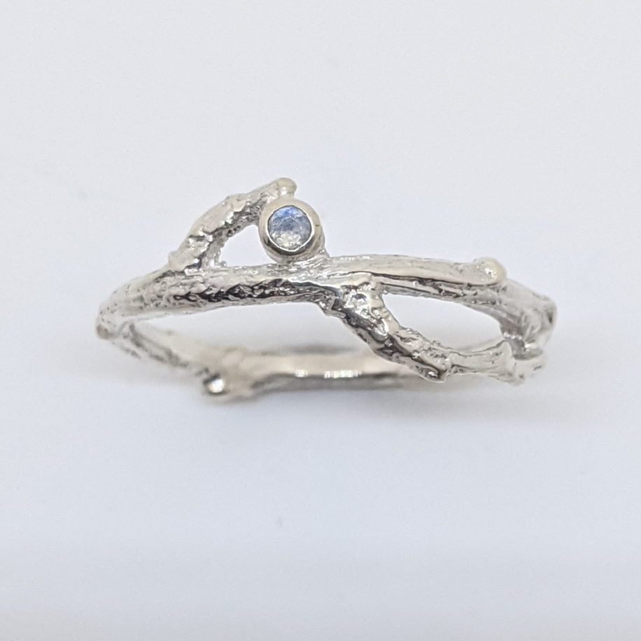 Twig Ring with Moonstone by Andrea Russell at The Avenue Gallery, a contemporary fine art gallery in Victoria, BC, Canada.