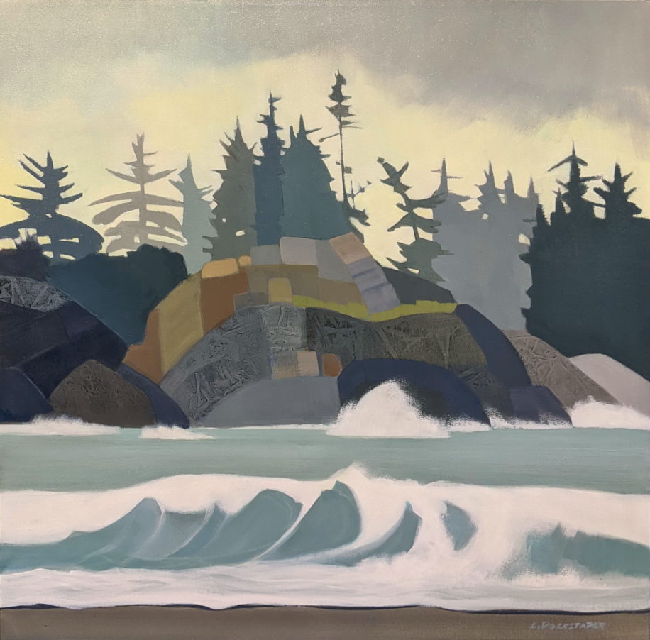Sea Stack in a Drizzle by Lorna Dockstader at The Avenue Gallery, a contemporary fine art gallery in Victoria BC, Canada