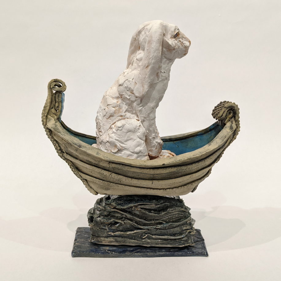 Boat Traveller (Hare) by Carolyn Houg at The Avenue Gallery, a contemporary fine art gallery in Victoria, BC, Canada.