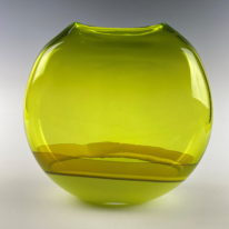 Abstract Landscape Vase (Lime) by Lisa Samphire at The Avenue Gallery, a contemporary fine art gallery in Victoria, BC, Canada.