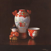 Chinese Vase, Cup and Doll by Catherine Moffat at The Avenue Gallery, a contemporary fine art gallery in Victoria, BC, Canada.