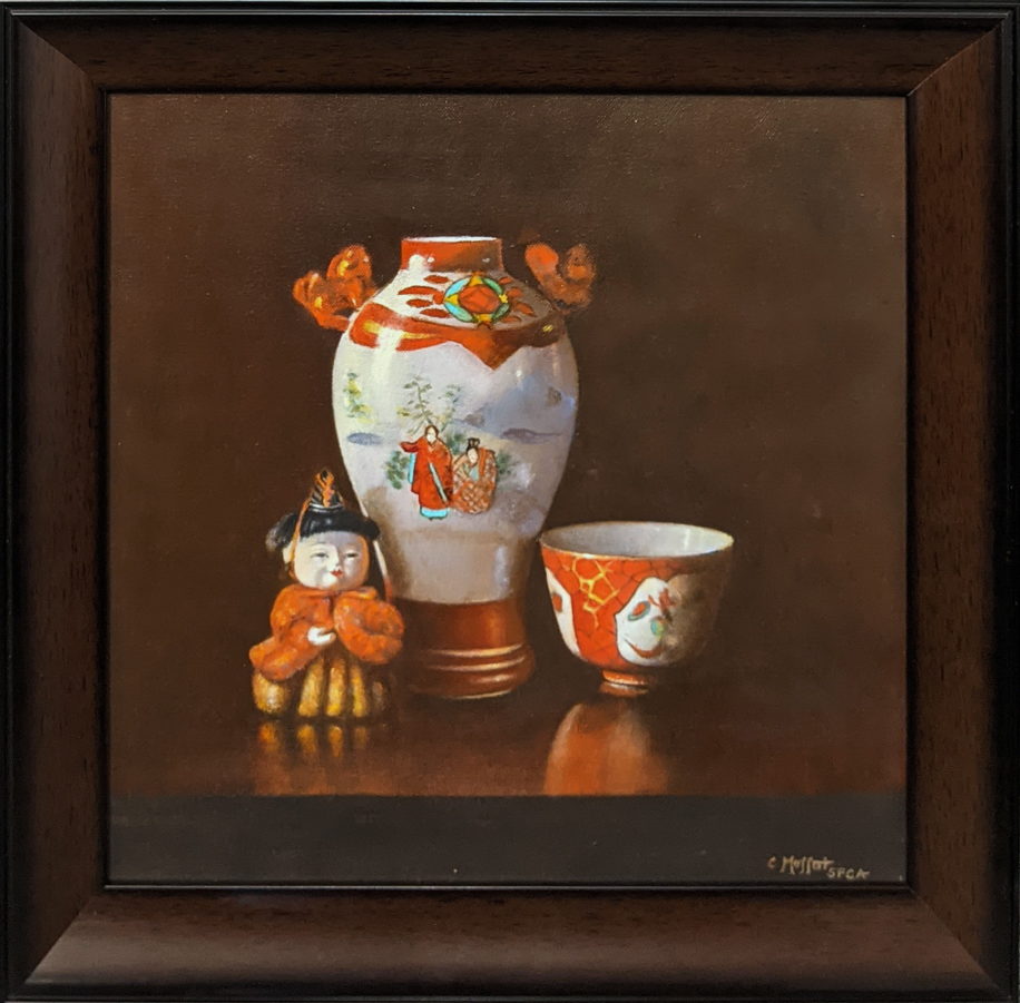 Chinese Vase, Cup and Doll by Catherine Moffat at The Avenue Gallery, a contemporary fine art gallery in Victoria, BC, Canada.