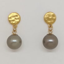 Grey Tahitian Pearl Earrings by Val Nunns at The Avenue Gallery, a contemporary fine art gallery in Victoria, BC, Canada.