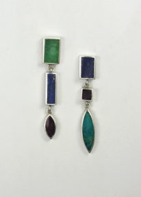 Chrysoprase, Lapis, Chrysocolla and Stichtite Earrings by Brenda Roy at The Avenue Gallery, a contemporary fine art gallery in Victoria, BC, Canada