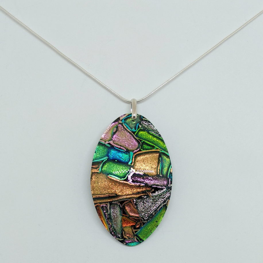 Mosaic Pendant (Domed Oval) by Peggy Brackett at The Avenue Gallery, a contemporary fine art gallery in Victoria, BC, Canada.