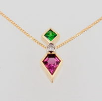 Spinel and Tsavorite Gold Necklace by Bayot Heer at The Avenue Gallery, a contemporary fine art gallery in Victoria, BC, Canada.