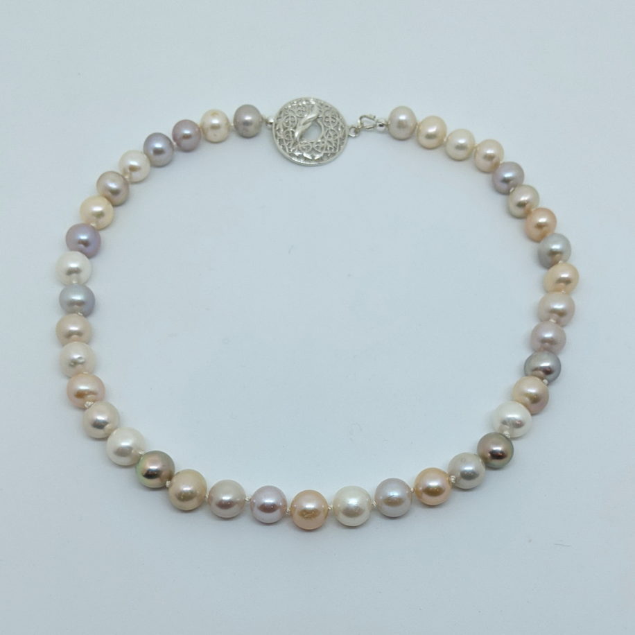 Freshwater Pearl Necklace with Filigree Clasp by Val Nunns at The Avenue Gallery, a contemporary fine art gallery in Victoria, BC, Canada
