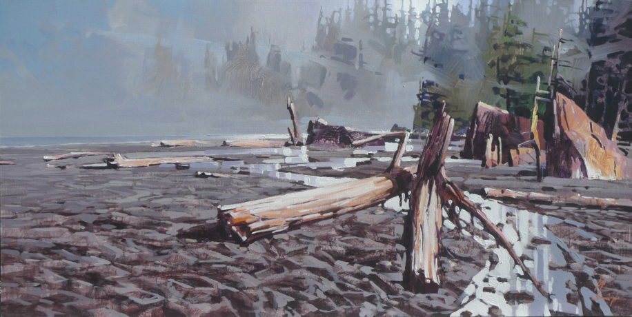 Driftwood on Beach by Bi Yuan Cheng at The Avenue Gallery, a contemporary fine art gallery in Victoria, BC, Canada.