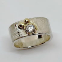 Large Square Stacker Ring with Cubic Zirconia by Chi's Creations at The Avenue Gallery, a contemporary fine art gallery in Victoria, BC, Canada.