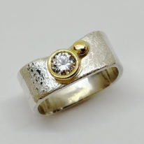 Large Square Wave Stacker Ring with Cubic Zirconia by Chi's Creations at The Avenue Gallery, a contemporary fine art gallery in Victoria, BC, Canada.