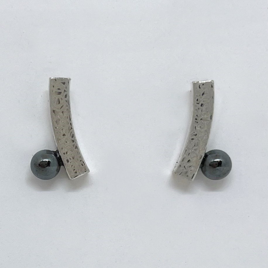 Balanced Stud Earrings with Hematite by Chi's Creations at The Avenue Gallery, a contemporary fine art gallery in Victoria, BC, Canada.