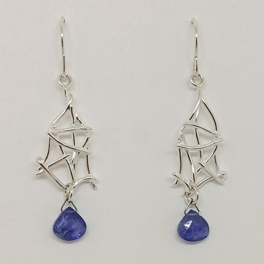 Freeform Twigs Earrings with Tanzanite by A & R Jewellery at The Avenue Gallery, a contemporary fine art gallery in Victoria, BC, Canada.