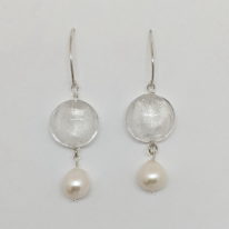 Foil Glass Bead and Freshwater Pearl Earrings by Val Nunns at The Avenue Gallery, a contemporary fine art gallery in Victoria, BC, Canada