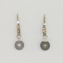 Hammered Silver Tahitian Pearl Earrings by Val Nunns at The Avenue Gallery, a fine art gallery in Victoria BC, Canada