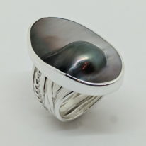 Twigs Band Ring with Blister Pearl by A & R Jewellery at The Avenue Gallery, a contemporary fine art gallery in Victoria, BC, Canada.