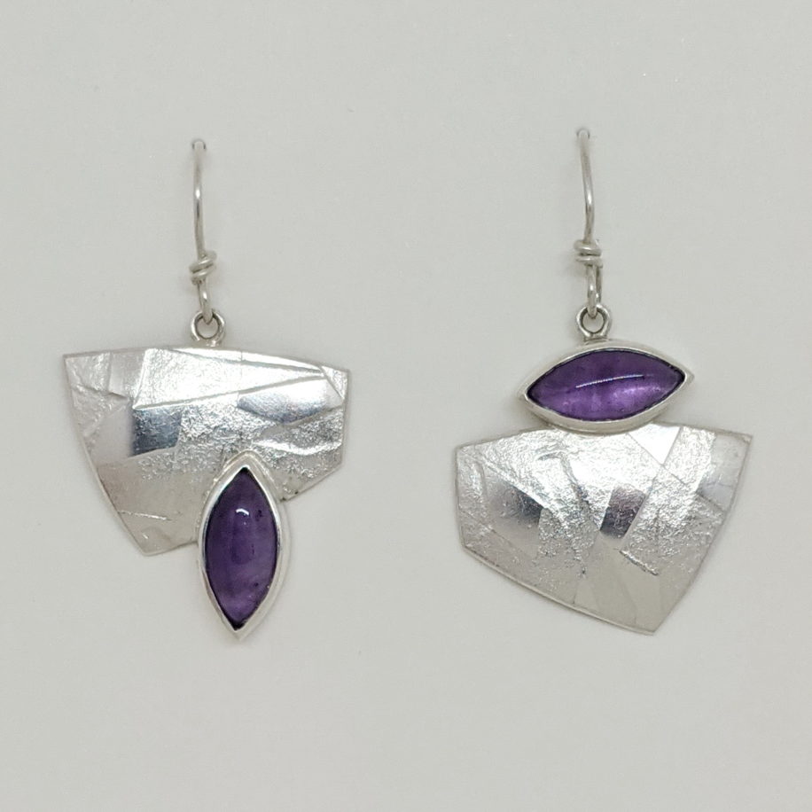 Textured Silver & Amethyst Earrings by Brenda Roy at The Avenue Gallery, a contemporary fine art gallery in Victoria, BC, Canada.