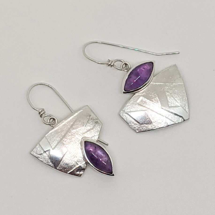 Textured Silver & Amethyst Earrings by Brenda Roy at The Avenue Gallery, a contemporary fine art gallery in Victoria, BC, Canada.