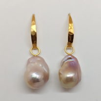 Large Pink Baroque Pearl Earrings by Val Nunns at The Avenue Gallery, a contemporary fine art gallery in Victoria, BC, Canada.