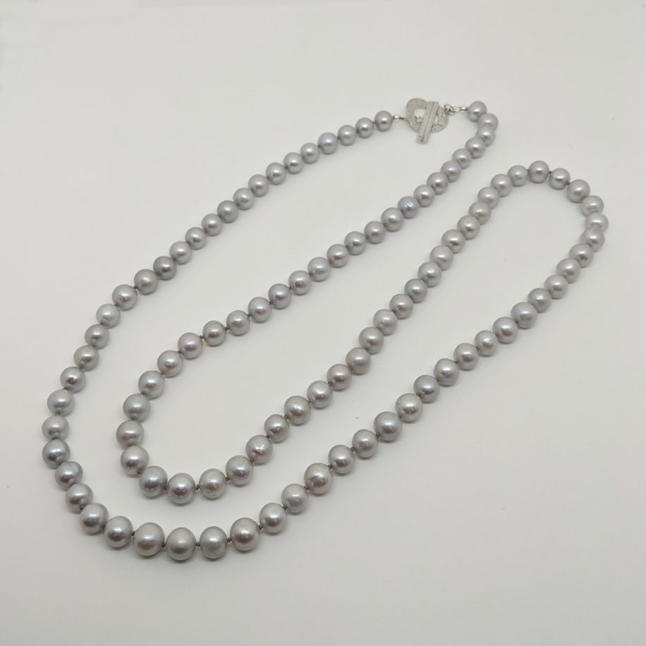 Pale Grey Freshwater Pearl Necklace by Val Nunns at The Avenue Gallery, a contemporary fine art gallery in Victoria, BC, Canada.