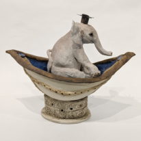Getting His Sea Legs (Baby Elephant) by Carolyn Houg at The Avenue Gallery, a contemporary fine art gallery in Victoria, BC, Canada.