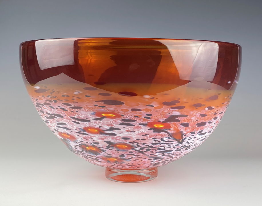 Two-Tone Bowl (Red-Orange) by Lisa Samphire at The Avenue Gallery, a contemporary fine art gallery in Victoria, BC, Canada.
