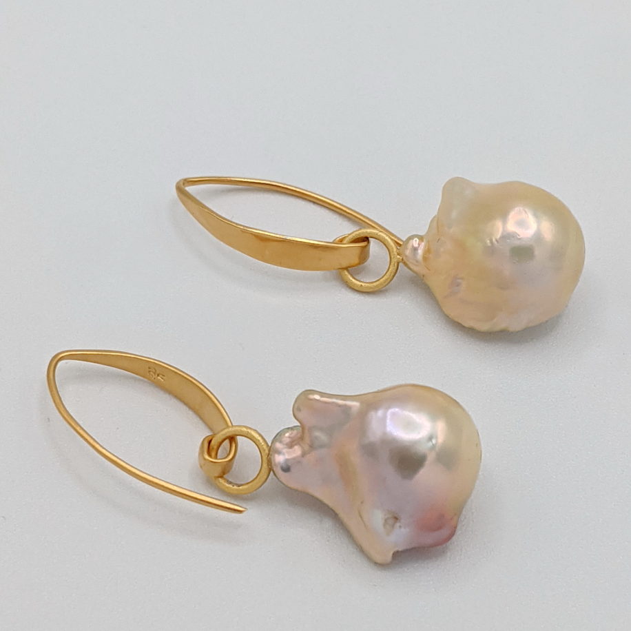 Cream Baroque Pearl Earrings by Val Nunns at The Avenue Gallery, a contemporary fine art gallery in Victoria, BC, Canada.