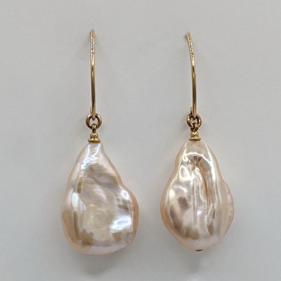 Cream Baroque Pearl Earrings by Val Nunns at The Avenue Gallery, a contemporary fine art gallery in Victoria, BC, Canada.