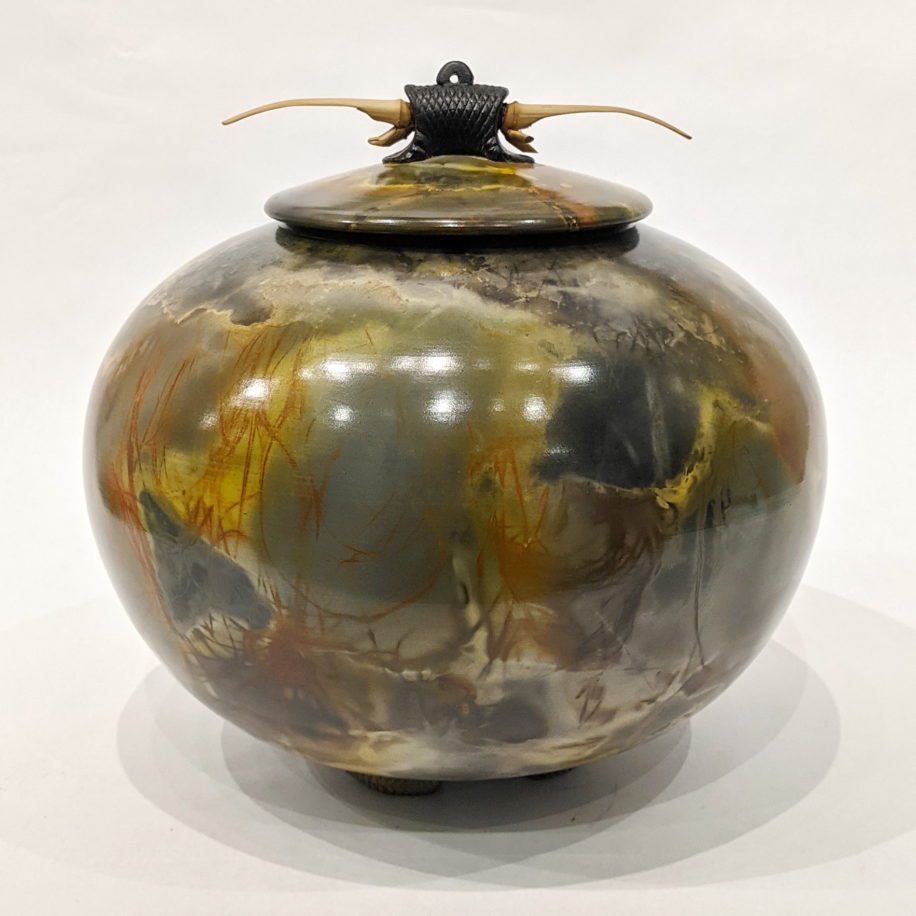 Large Ginger Jar with Horn Lid by Geoff Searle at The Avenue Gallery, a contemporary fine art gallery in Victoria, BC, Canada.