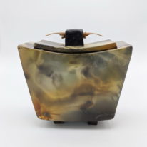 Medium Slab Box with Horn Lid by Geoff Searle at The Avenue Gallery, a contemporary fine art gallery in Victoria, BC, Canada.