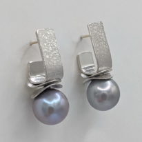 One-of-a-kind Freshwater Silver Grey Pearl Earrings by Chi's Creations at The Avenue Gallery, a contemporary fine art gallery in Victoria, BC, Canada.