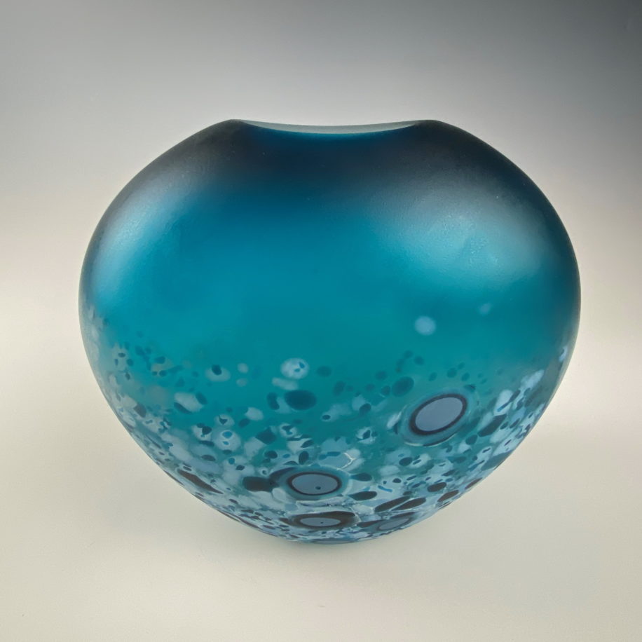 Tulip Vase - Frosted (Teal) by Lisa Samphire at The Avenue Gallery, a contemporary fine art gallery in Victoria, BC, Canada.