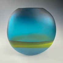 Abstracted Landscape Vase - Frosted (Teal) by Lisa Samphire at The Avenue Gallery, a contemporary fine art gallery in Victoria, BC, Canada.