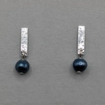 Textured Bar Earrings with Blue Pearls by A & R Jewellery at The Avenue Gallery, a contemporary fine art gallery in Victoria, BC, Canada.