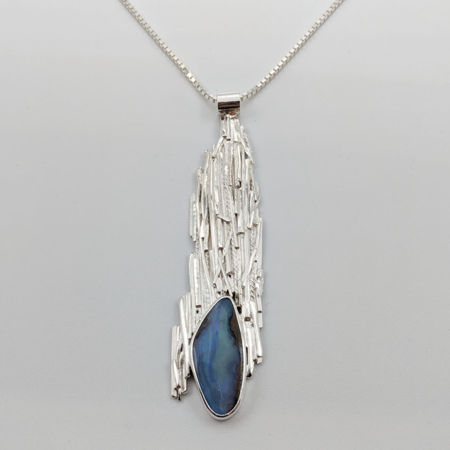 Bark Pendant with Boulder Opal by A & R Jewellery at The Avenue Gallery, a contemporary fine art gallery in Victoria, BC, Canada.