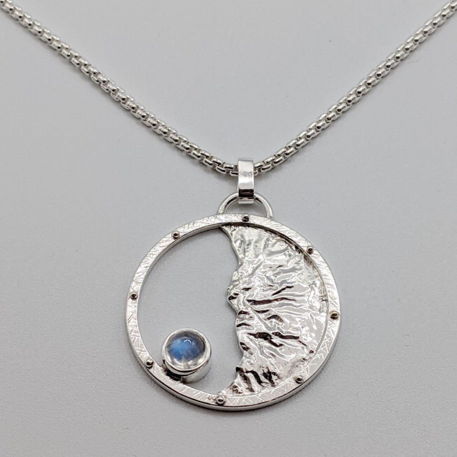 Sun & Moon Pendant with Moonstone by A & R Jewellery at The Avenue Gallery, a contemporary fine art gallery in Victoria, BC, Canada.
