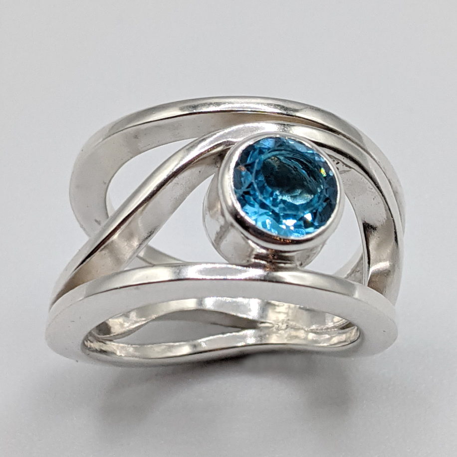 Wind Design Ring with Swiss Topaz by A & R Jewellery at The Avenue Gallery, a contemporary fine art gallery in Victoria, BC, Canada.