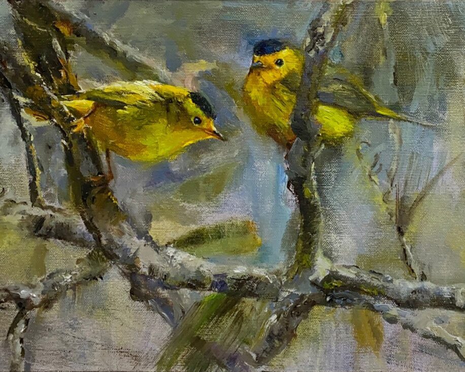 Wilson's Warblers by Tanya Bone at The Avenue Gallery, a contemporary fine art gallery in Victoria, BC, Canada.