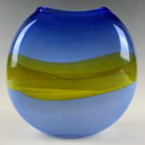 Abstracted Landscape Vase (Blues, Yellow) by Lisa Samphire at The Avenue Gallery, a contemporary fine art gallery in Victoria, BC, Canada.
