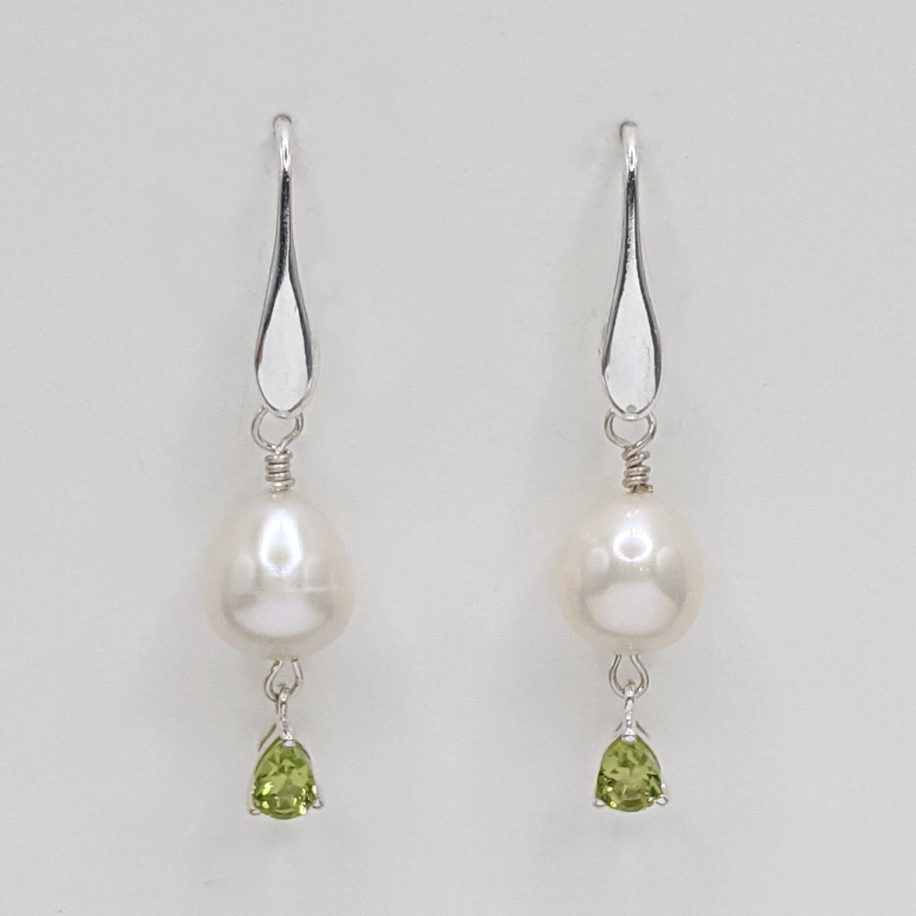 Freshwater Pearl & Peridot Earrings by Val Nunns at The Avenue Gallery, a contemporary fine art gallery in Victoria, BC, Canada