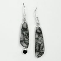 Pinolith & Black Onyx Earrings by Brenda Roy at The Avenue Gallery, a contemporary fine art gallery in Victoria, BC, Canada.