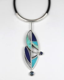 Lapis, Turquoise & Sapphire Pendant by Brenda Roy at The Avenue Gallery, a contemporary fine art gallery in Victoria, BC, Canada.