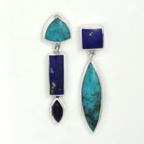 Lapis, Turquoise & Amethyst Earrings by Brenda Roy at The Avenue Gallery, a contemporary fine art gallery in Victoria, BC, Canada.