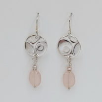 Medium Round Textured Earrings with Pink Rose Quartz & Pearls by Veronica Stewart at The Avenue Gallery, a contemporary fine art gallery in Victoria, BC, Canada.