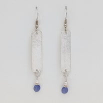 Long Textured Earrings with Tanzanite by Veronica Stewart at The Avenue Gallery, a contemporary fine art gallery in Victoria, BC, Canada.