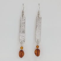Long Textured Earrings with Amber by Veronica Stewart at The Avenue Gallery, a contemporary fine art gallery in Victoria, BC, Canada.