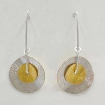 Brushed Silver & Vermeil Gold Petals Earrings by Chi’s Creations at The Avenue Gallery, a contemporary fine art gallery in Victoria, BC, Canada.